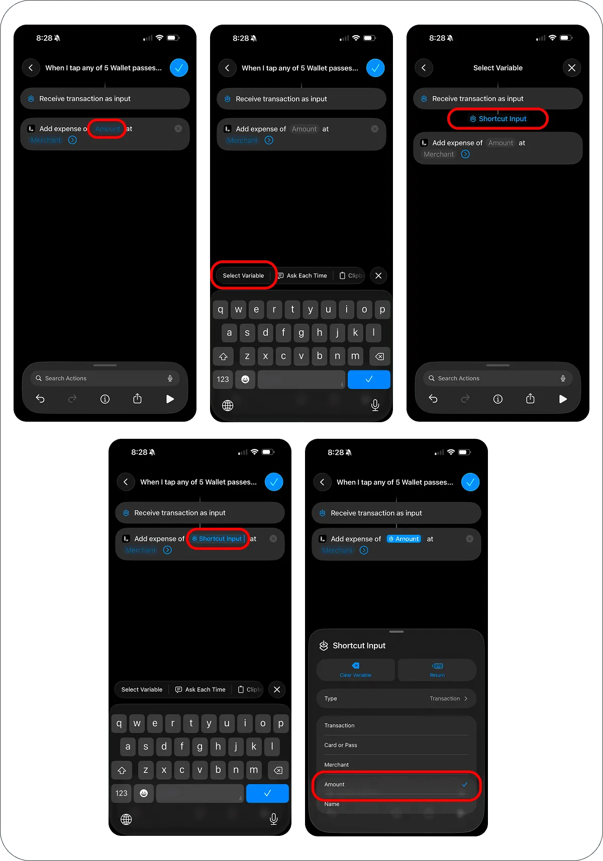 Setting the amount field of the Lode action to the Apple Pay transaction amount