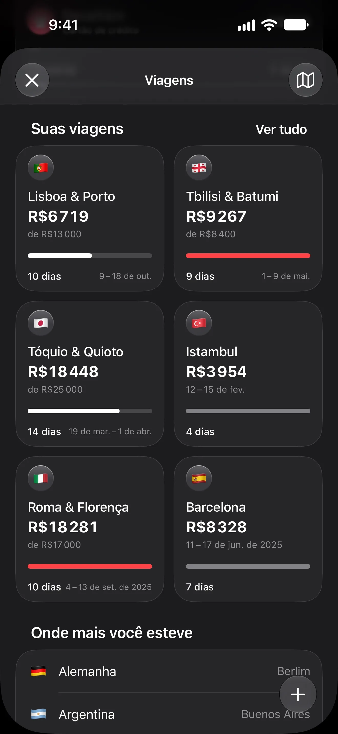 Viagens no Lode com orçamento, datas e bandeira de cada uma — Lisboa e Porto, Tbilisi, Tóquio, Istambul, Roma, Barcelona